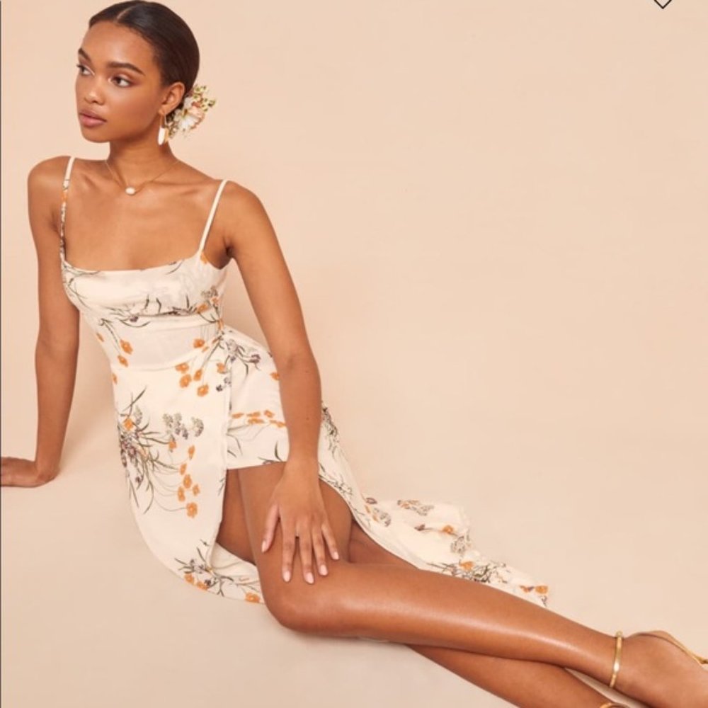 Reformation Gala Dress - Elegant White Floral Dress- Size 2 - Princess Print - Picture 2 of 8